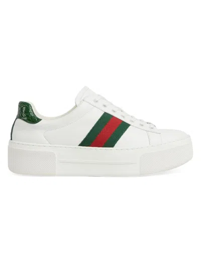Gucci Women's Ace Leather Low-top Sneakers In White