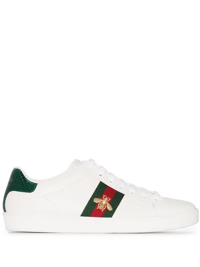 Gucci Women Ace Leather Sneakers In White
