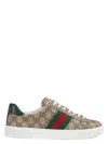 Gucci Ace Monogram Canvas Low-top Sneakers In Multi