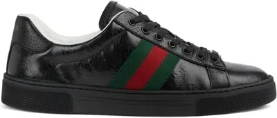 Gucci Women's Ace Web Detail Sneakers In Black