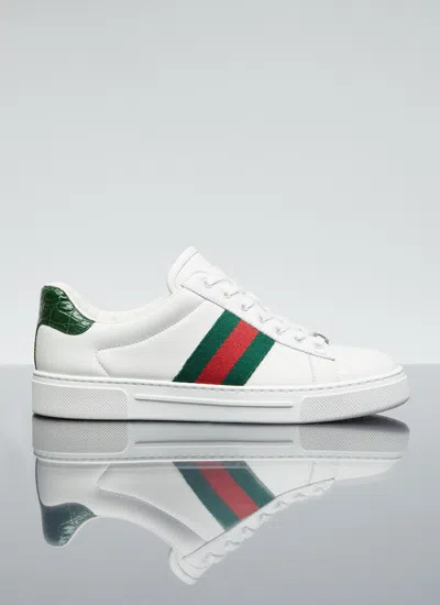 Gucci Women Ace Web Sneakers In White