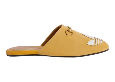 Pre-owned Gucci Women's Adidas X  Trefoil Slipper Suede Sneakers In Yellow/white