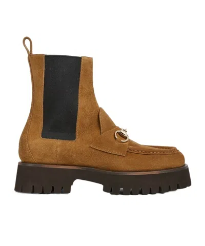 Gucci Women's Ankle Boot With Horsebit In Brown
