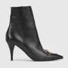 Gucci Leather Ankle Boots With Horsepiece In Black