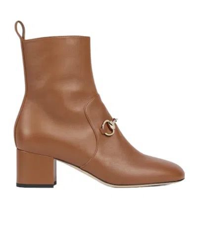 Gucci Women's Ankle Boot With Horsebit In Brown