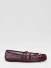 Gucci Net Nappa Triple-strap Horsebit Ballerina Flats In Red