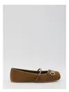 Gucci Beige Ballet Shoes With Horsebit And Bow Detail In Gg Canvas Woman