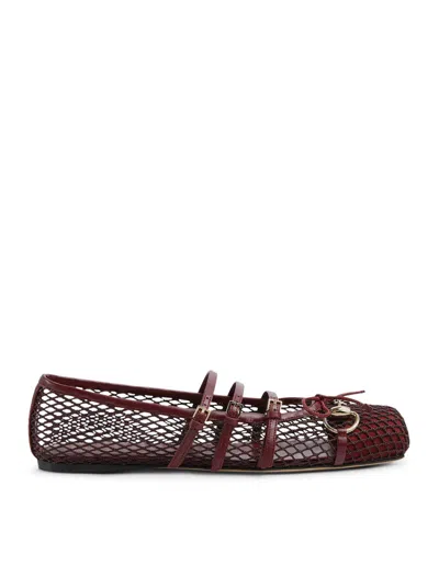Gucci Women Ballerina With Clamp In Burgundy