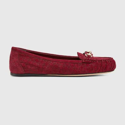 Gucci Women's Ballet Flat With Horsebit In Bordeaux