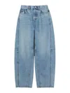 Gucci Blue Jeans With Logo Patch On The Rear And Wide Leg In Denim Woman In Blue