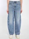 Gucci Blue Jeans With Logo Patch On The Rear And Wide Leg In Denim Woman In Blue