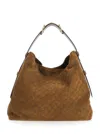 Gucci Women 'beatrix Large' Brown Shoulder Bag With All-over Gg Motif In Suede Woman In Multi