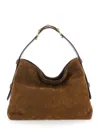 Gucci Women 'beatrix Small' Brown Shoulder Bag With All-over Gg Motif In Suede Woman In Multi