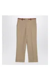 Gucci Beige Drill Cotton Pants With Bit Detail Women In Yellow