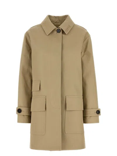 Gucci Women Beige Drill Overcoat In Brown