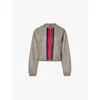 Gucci Womens Beige Ebony Mc Monogram-print Cropped Woven-blend Jacket In Beige Ebony Mc