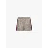 Gucci Womens Beige Ebony Mc Monogram-print Striped-panel Woven-blend Shorts In Beige Ebony Mc