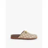 Gucci Monogrammed Gancini Plaque Slides In Beige Ebony