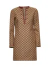 Gucci Women Beige Gg Canvas Mini Dress