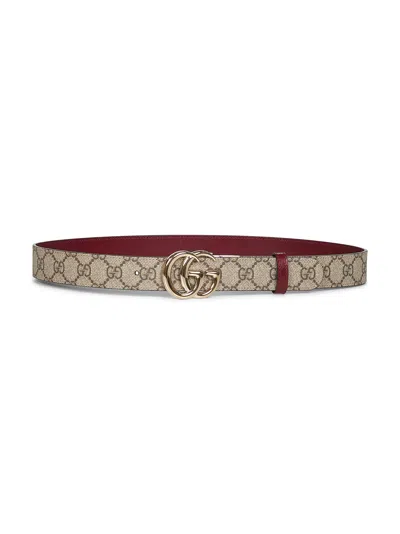 Gucci Women Beige Gg Marmont Reversible Belt In Multi