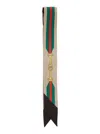 Gucci Women Beige Scarf With Logo Print And Maxi Web Detail In Silk Woman