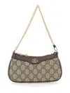 Gucci Women Beige Shoulder Bag With Gg Plaque On The Front And Chain-link Handle In Gg Canvas Woman In Multi