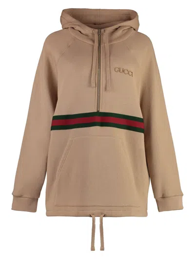 Gucci Women's Beige Sweatshirt With Web Ribbon