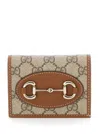 Gucci Women Beige Wallet With Metal Buckle On The Front And All-over Gg Motif In Fabric Woman In Brown
