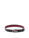 Gucci Reversible Textured Belt Adjustable Length In Black