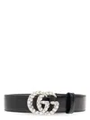 Gucci Women's Belt With Double Gg Buckle With Crystals In Black