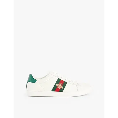 GUCCI WOMENS BIANCO VERD ACE BEE-EMBROIDERED LEATHER TRAINERS EUR 35 / 2 UK