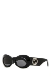 Gucci Black-black-grey Acetate Sunglasses In Black