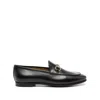 Gucci Women Black Calf Leather Moc Stitching Signature Horsebit Detail Almond Toe Slip-on Style Bran In Black