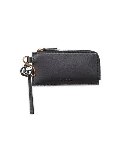 Gucci Women Black Card Case With Double G Charm