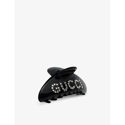 Gucci Womens Black Crystal-embellished Resin Hair Clip