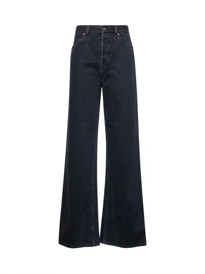 Gucci Women Black Denim Wide Leg Jeans