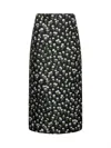 Gucci Women Black Floral Crepe Midi Skirt