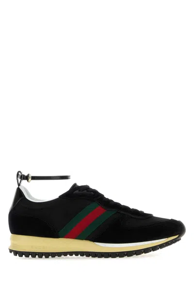 Gucci Women Black Gg Fabric And Suede Re-motion Sneakers
