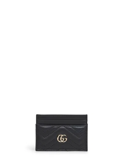 Gucci Women Black Gg Marmont Card Holder In Multi