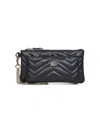 Gucci Women Black Gg Marmont Small Pouch With Chain