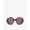 Gucci Womens Black Gg1628s Round-frame Acetate Sunglasses In Black