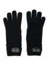 Gucci Women Black Gloves With Leather Patch With Horsebit Plaque In Wool Woman In Black