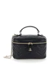 Gucci Women Black Handbag With Chain-link Shoulder Strap And Gg Plaque On The Front In Leather Woman In Black