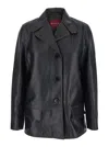 Gucci Women Black Jacket With Classic Lapels And Distressed Effect In Leather Woman In Multi