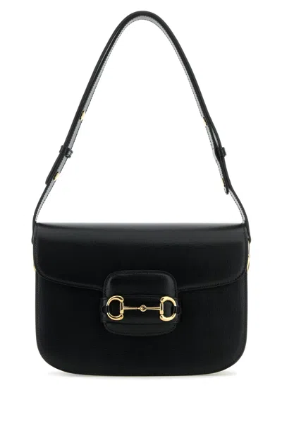 Gucci Women Black Leather 1955 Horsebit Shoulder Bag In Multi