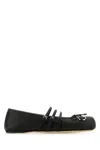 Gucci Leather Bow Detail Squared Toe Ballet Flats In Black