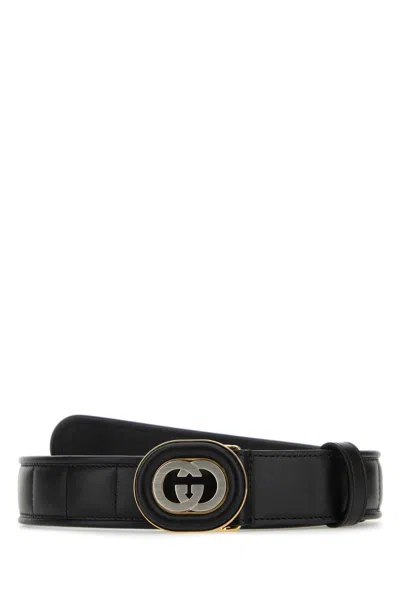 GUCCI GUCCI WOMEN BLACK LEATHER BELT