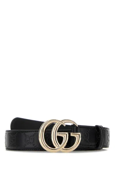 Gucci Women Black Leather Belt In Brown