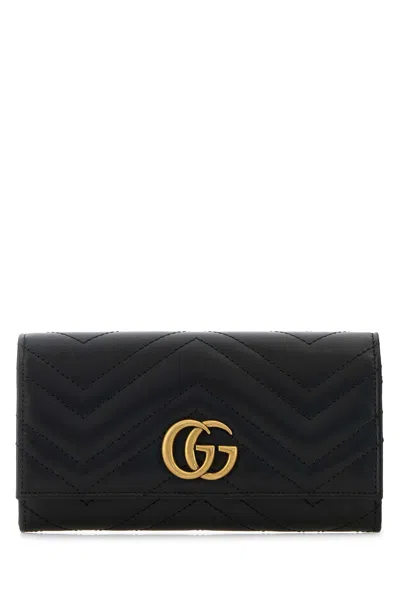 Gucci Women Black Leather Continental Wallet
