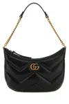Gucci Women Black Leather Gg Marmont Shoulder Bag In Black